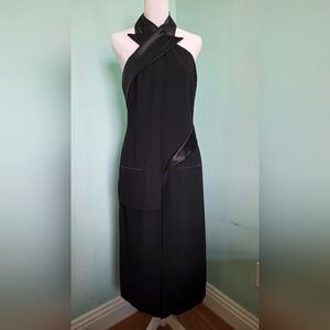 Zara Elegant Black Backless Tuxedo Dress